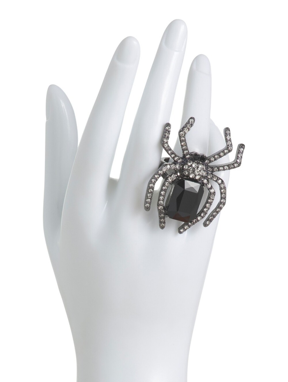 Betsey Johnson Statement Black Crystal Spider Cocktail Ring New